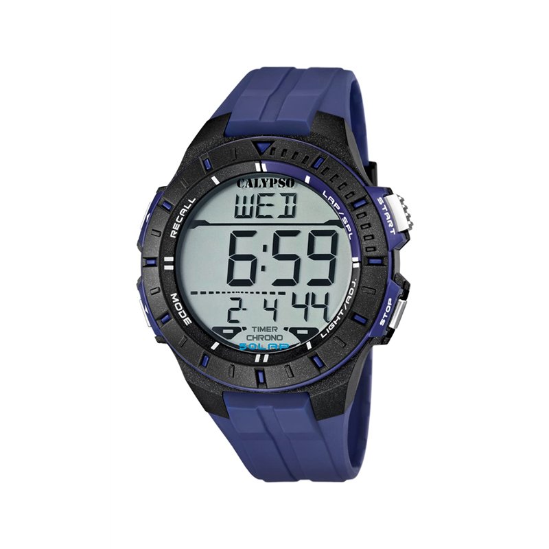 CALYPSO Watches-K5607/2-Montre Garçon-Quartz Digital-Alarme/Chronomètre/Eclairage-Bracelet Plastique Bleu