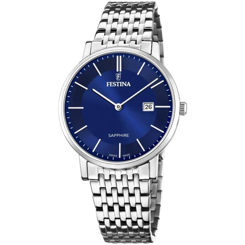 Festina Montre pour Homme F20018/2 Swiss Made Boîtier en Acier Inoxydable Gris Bracelet en Acier Inoxydable Gris
