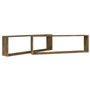 Mensole Parete Cubo 2pz Rovere Fumo 100x15x30 Legno Multistrato
