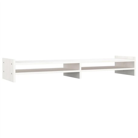 vidaXL Support moniteur en bois de pin massif Blanc 100 x 27 x 15 cm