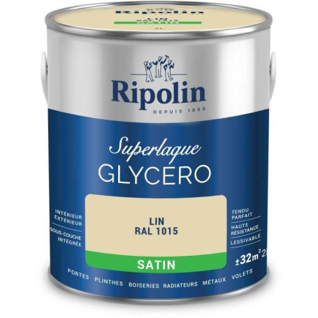 Laque glycéro lin RAL 1015 satin - RIPOLIN - 2 L