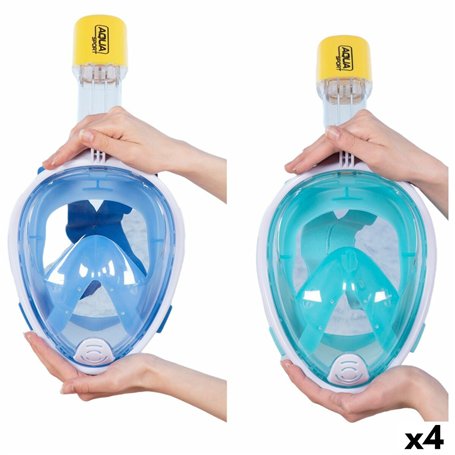 Masque de plongée avec Support pour Caméra de Sport AquaSport Bleu Turquoise (4 Unités)