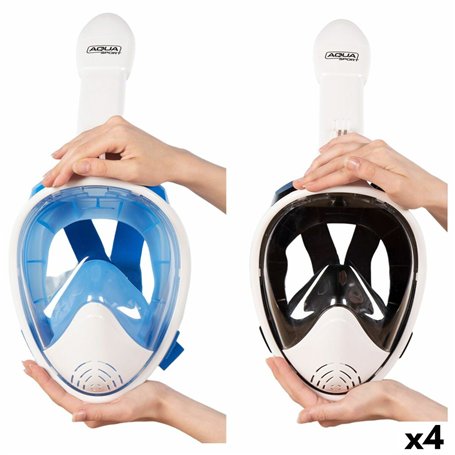 Masque de plongée avec Support pour Caméra de Sport AquaSport Bleu Blanc (4 Unités)