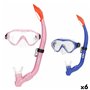 Masque de Plongée avec Tube AquaSport Bleu Rose (6 Unités)