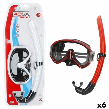 Masque de Plongée avec Tube AquaSport (6 Unités)