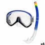 Masque de Plongée avec Tube AquaSport Bleu (6 Unités)