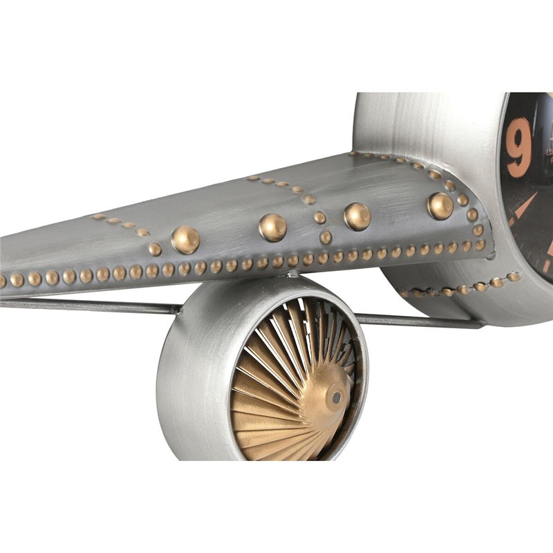 Image secondaire de Horloge Murale Home ESPRIT Doré Argenté Métal Avion Vintage 114 x 11 x 40 cm