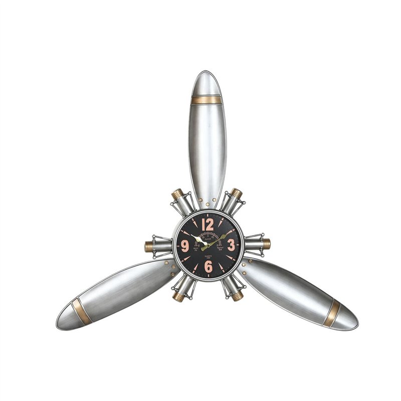 Horloge Murale Home ESPRIT Doré Argenté Métal Hélices Vintage 121 x 7 x 106 cm