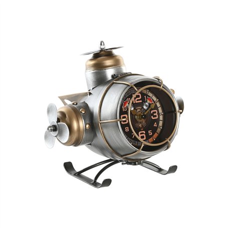 Horloge de table Home ESPRIT Doré Argenté Avion Vintage