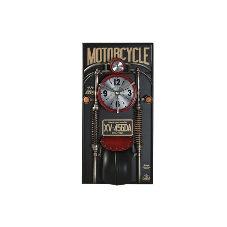 Horloge Murale Home ESPRIT Noir Rouge Doré PVC Métal Moto Vintage 60 x 18 x 120 cm