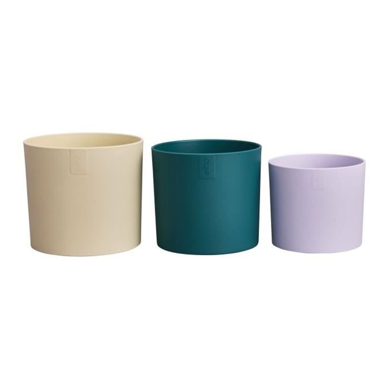 Pot de fleur - Elho - Lex Pott - Set 14 - Blanc Vert Violet - L 14 x B 13.8 x H 12 cm - Intérieur - 100% recyclé