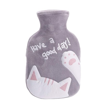 Meetlight Bouillotte avec housse en velours doux - Motif de chat - 350 ml