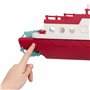 Battat - Wonder Wheels - Bateau Ferry Flotant - Jouet de bain avec voitures pour les tout-petits - 3 pieces - Rouge et blanc, 1