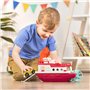 Battat - Wonder Wheels - Bateau Ferry Flotant - Jouet de bain avec voitures pour les tout-petits - 3 pieces - Rouge et blanc, 1