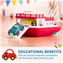 Battat - Wonder Wheels - Bateau Ferry Flotant - Jouet de bain avec voitures pour les tout-petits - 3 pieces - Rouge et blanc, 1