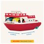 Battat - Wonder Wheels - Bateau Ferry Flotant - Jouet de bain avec voitures pour les tout-petits - 3 pieces - Rouge et blanc, 1