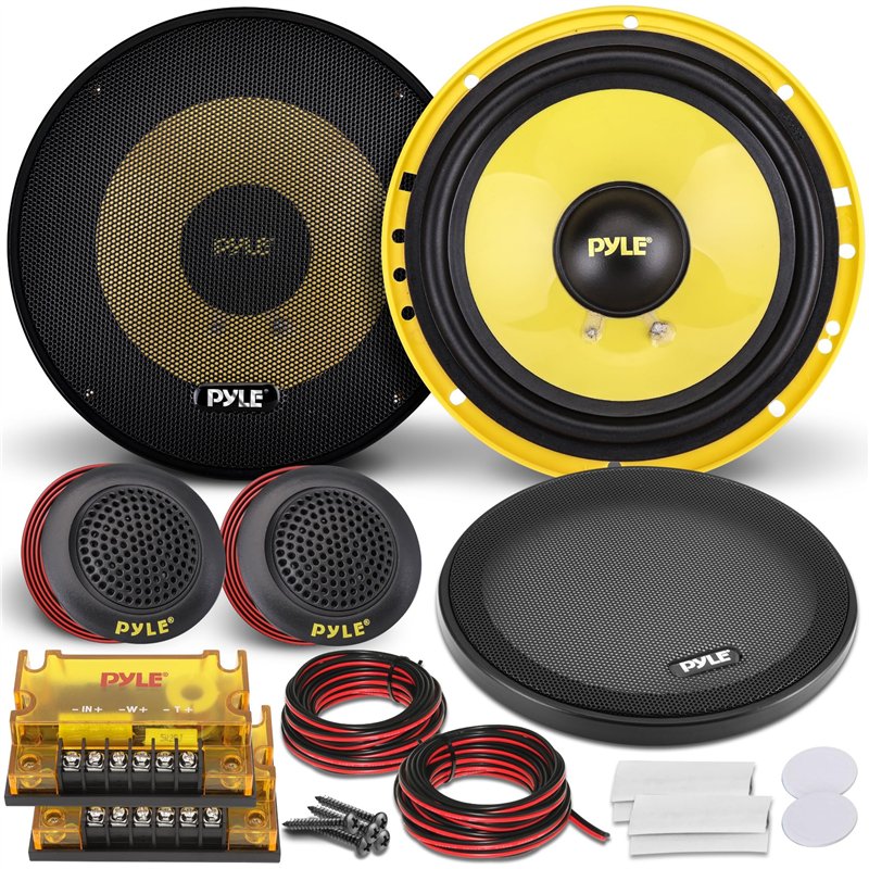 Pyle Caisson de Basse Voiture- Système Composant Personnalisé 2 Voies PLG6C 16,5 cm 400W- Haut-Parleur Voiture- Subwoofer