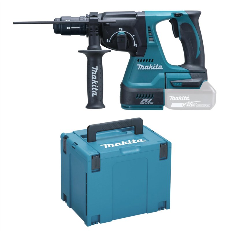 PERFO-BURINEUR SDS-PLUS MAKITA 18 V LI-ION 24 MM (MACHINE SEULE) LIVRÉ EN COFFRET MAKPAC - DHR243ZJ