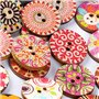 YMWALK Boutons en bois boutons en bois de forme ronde imprimés 300Pcs Couleur et taille mélangées pour la couture, l'artisanat,