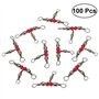 VORCOOL 100 Pcs 3 Way émerillons Rolling T pivotant Leurre T-Turn 3 Voies pivotant Articles de Pêche Accessoires (Rouge)