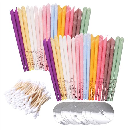 40 pièces toutes les bougies d'oreille naturelles cônes de bougie en cire d'abeille (10 couleurs)