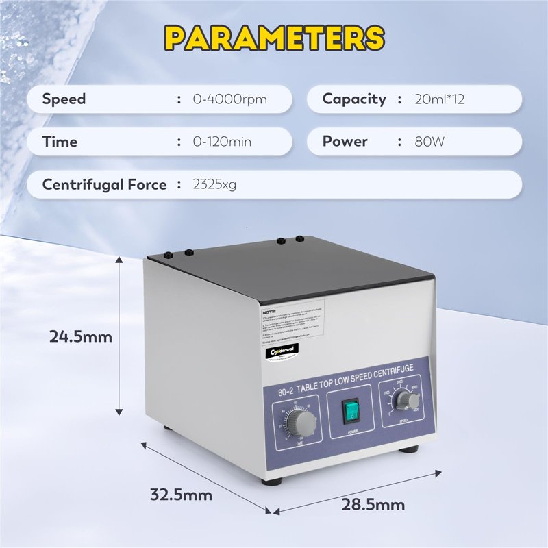 Image secondaire de CGOLDENWALL Centrifugeuse Laboratoire Professionnelle Électrique Médicale 12x20ml 4000rpm avec Minuterie 0-120 Mins Vitesse Régl