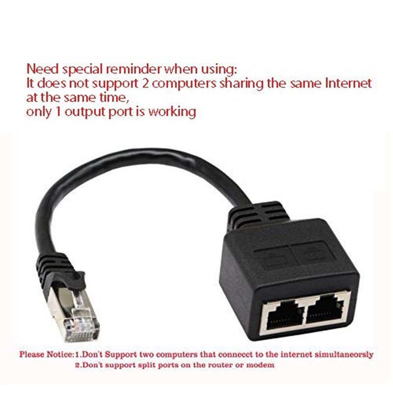 Image secondaire de zdyCGTime Réseau RJ45 Cble Adaptateur Répartiteur,1 RJ45 Mâle vers 2 RJ45 Femelle Réseau Y Splitter cble,Convient pour Super Eth