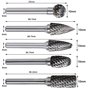 Kit de 5 pièces Fraises Rotatives en Carbure de Tungstène Double Coupe Tige 6mm Tête 10mm Outil Dremel Perceuse Ponceuse Electri