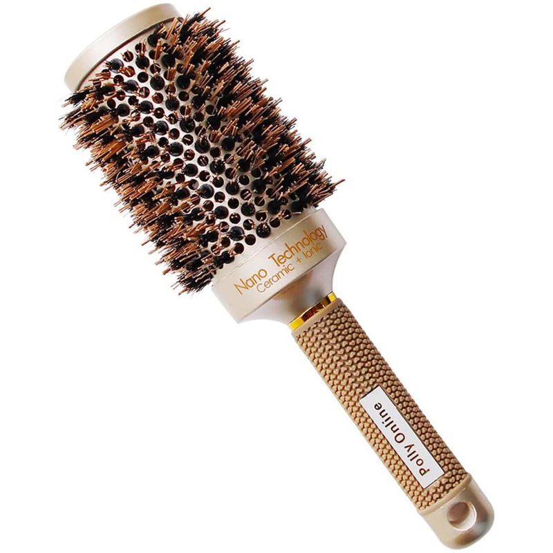 Brosse à Cheveux Ronde Brosse à Sécher Ionic Poils de Sanglier Anti-statique Brosse Ronde pour Sécher, Boucler et Lisser les Che
