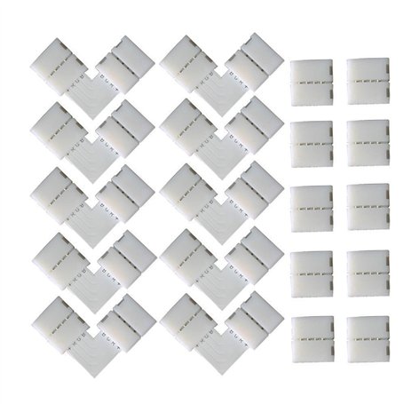 CESFONJER Lot de 20 connecteurs pour bande lumineuse en forme de L à 4 broches