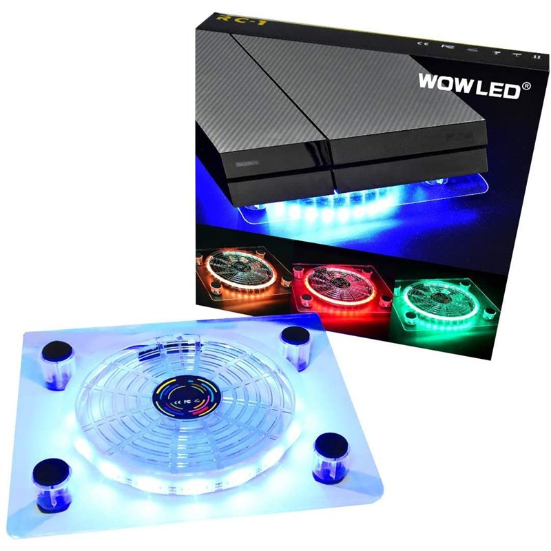 Wowled Ventilateur, refroidisseur LED RVB, Support pour Playstation 4, Accessoire avec mini-contrôleur pour consoles et ordinate