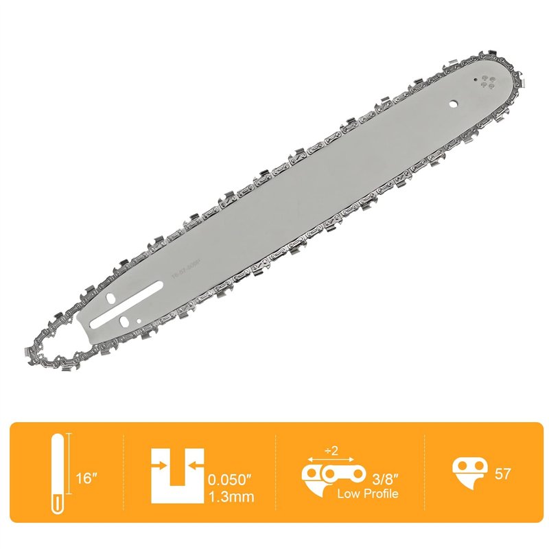 Image secondaire de Guide de 40cm avec 4 Chaînes de Tronçonneuses, 57 Maillons / Entraineurs, Pas de 3/8