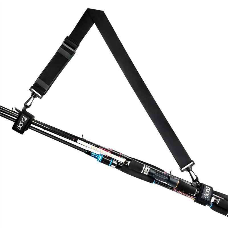 Image secondaire de DONQL Sangle de Pêche pour Canne à Pêche - Longueur Réglable(77-137cm) Sangle Velcro Sangle Scratch Sangle de Transport Fourreau