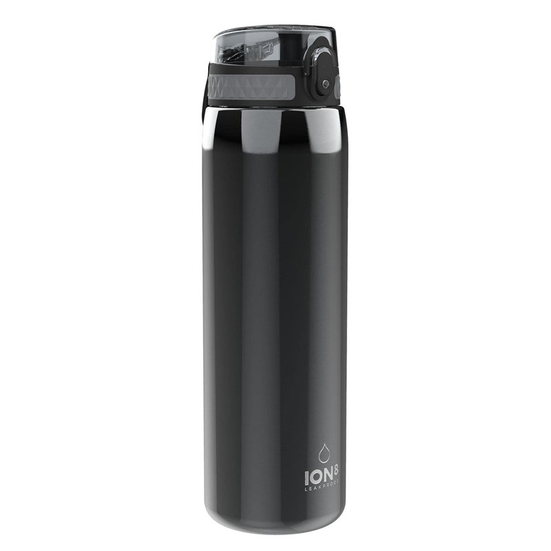 ION8 Gourde Inox Léger 1 Litre, Non Isolé, Anti-Fuite, Facile à Ouvrir, Verrouillage Sécurisé, Lavable au Lave-Vaisselle, Poignée