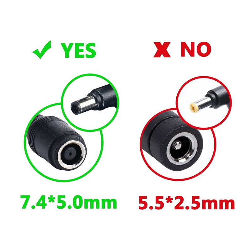 Image secondaire de HP Lot de 2 Câbles Adaptateurs d'Alimentation pour Ordinateur Portable 7,4 mm x 5 mm Femelle Vers 4,5 mm x 3 mm Mâle Coudé pour 