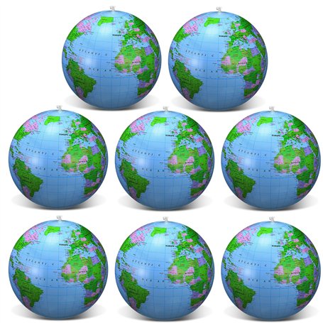 8 Pièces Globe Gonflable PVC Globe Terrestre Gonflable Globe de Balle pour Jouer à la Plage ou l'enseignement