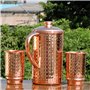 Healthgoodseu Pichet En Cuivre Et Lot De 2 Gobelets Pour Les Bienfaits De La Santé Ayurveda | Carafe D'Eau En Cuivre Martelé Pur