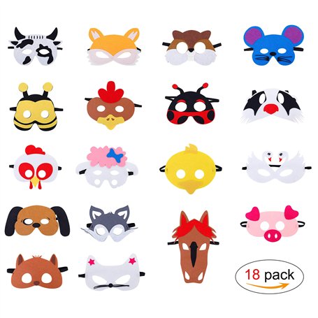 HONGXIN-SHOP Masques pour Enfants Feutre Masques d'animaux avec Corde Élastique pour Cadeaux de Fête Masquerade D'anniversaire N
