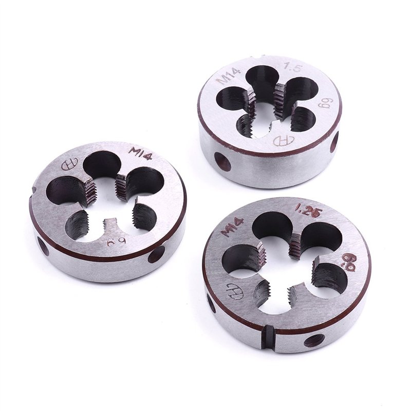 ATOPLEE Lot de 3 matrices de filetage métriques HSS à droite [M14 x 1, M14 x 1,25, M14 x 1,5]
