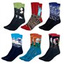 Czemo 6 paires Chaussettes D'art Imprimées Multicouleur Coton D'équipage Homme Femme - Multicolore - Taille unique