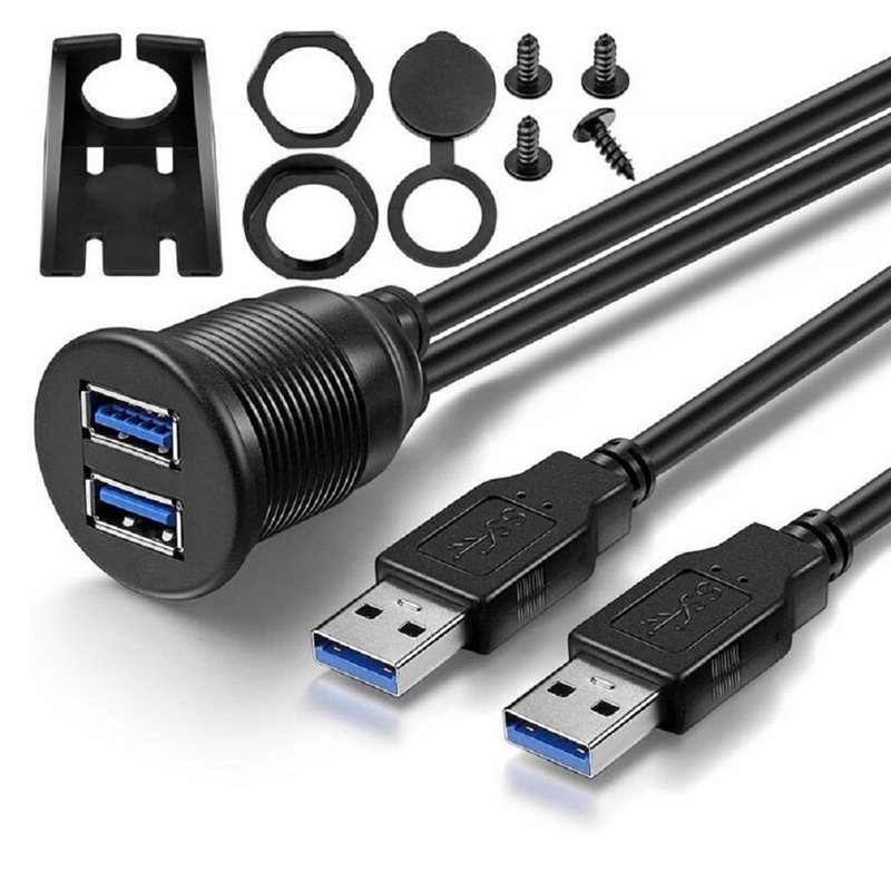USB Panel Flush Mount Kabel 2 Meter 1,8 m Dual USB 3.0 Verlängerung USB Mount Dash Mount Mount Panel Mount Kabel für Auto Boot M