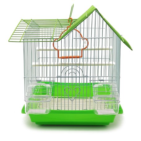 BPS Cage à Oiseaux Métal Petite Cage avec Bol à Nourriture et Abreuvoir Balançoire à Seau Couleur Aléatoire 30 x 23 x 39 cm BPS-