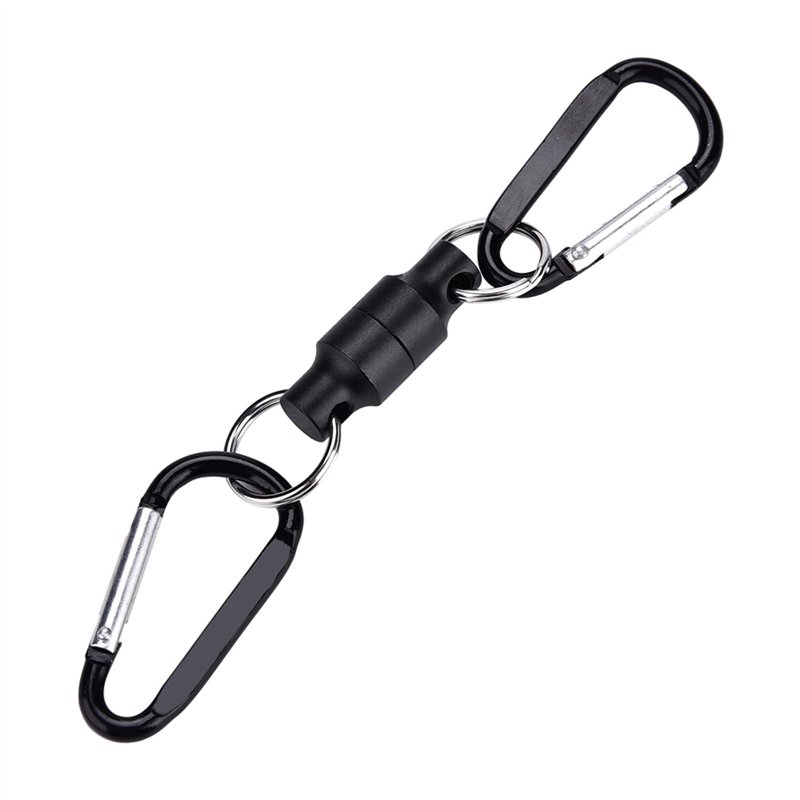 Alomejor Boucle Magnétique de Filet Epuisette de Pêche Mousqueton Magnétique en Alliage d'Aluminium pour la Pêche(Double-Noir)