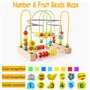 jacootoys Bois Labyrinthe de Perles Coloré Fruit Boules Boulier Circuits de Motricité Educatif Jouet pour Bébé Fille Garçon