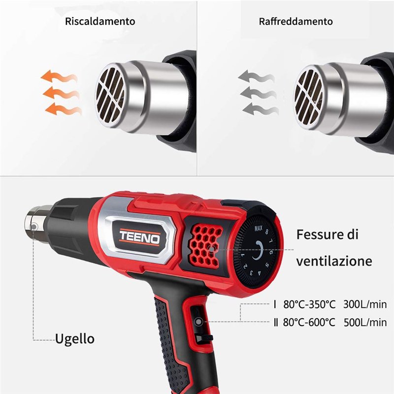 Image secondaire de TEENO Décapeur thermique 2000W Pistolet à Air Chaud coffret avec 8 accessoires