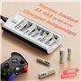 EBL Chargeur de Piles Indépendant 8 Slots, pour Charger 1-8pcs AA AAA Ni-MH Ni-CD Piles Rechargeables, avec Indicateur Intellige