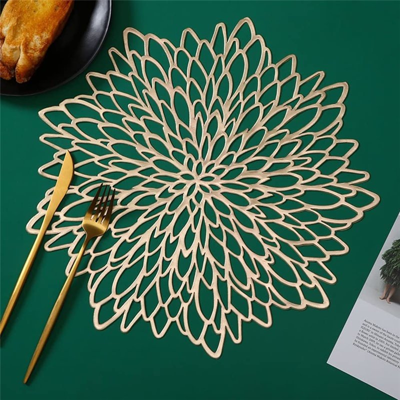 SNAGAROG 4 PCS Napperon de Table Decoratif en PVC 38x38cm Set de Table Antidérapant Bateausous Plat de Table Decoratif Dessous A