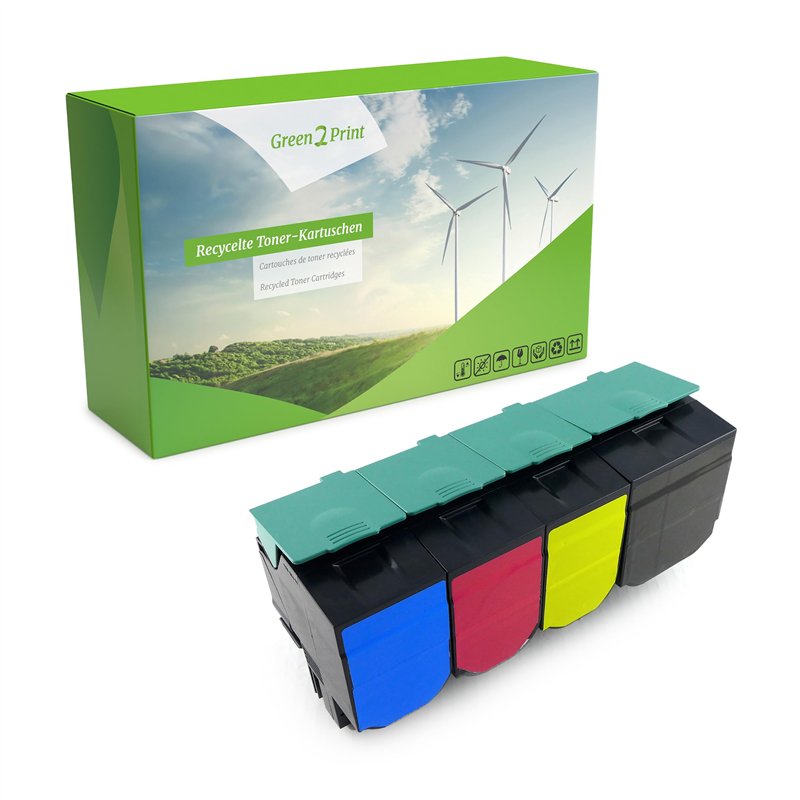 Green2Print Toner Set, 4 Cartouches 1x 2500, 3X 2000 Pages Toner pour Lexmark X543DN, X544N, X544DN, X544DTN, X546DTW, X548DE, X