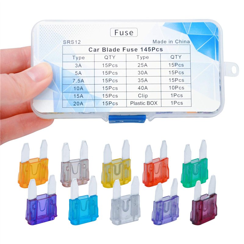 Image secondaire de AHL 145 pièces mini voiture fusible moto fusible voiture lot mini fusibles auto 3A 5A 7.5A 10A 15A 20A 25A 30A 35A 40A Avec 1 ex