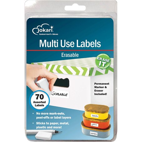 JOKARI 47802 - à Imprimer Une Fois effaçable étiquettes multiusage kit de démarrage avec 70 étiquettes